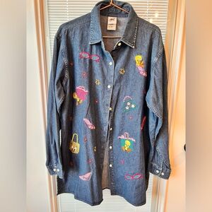 Vintage Warner Bros Store Embroidered Denim Shirt with Tweety
